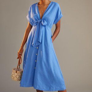 MAEVE Women's Gathered Midi Dress Size 8 In Blue